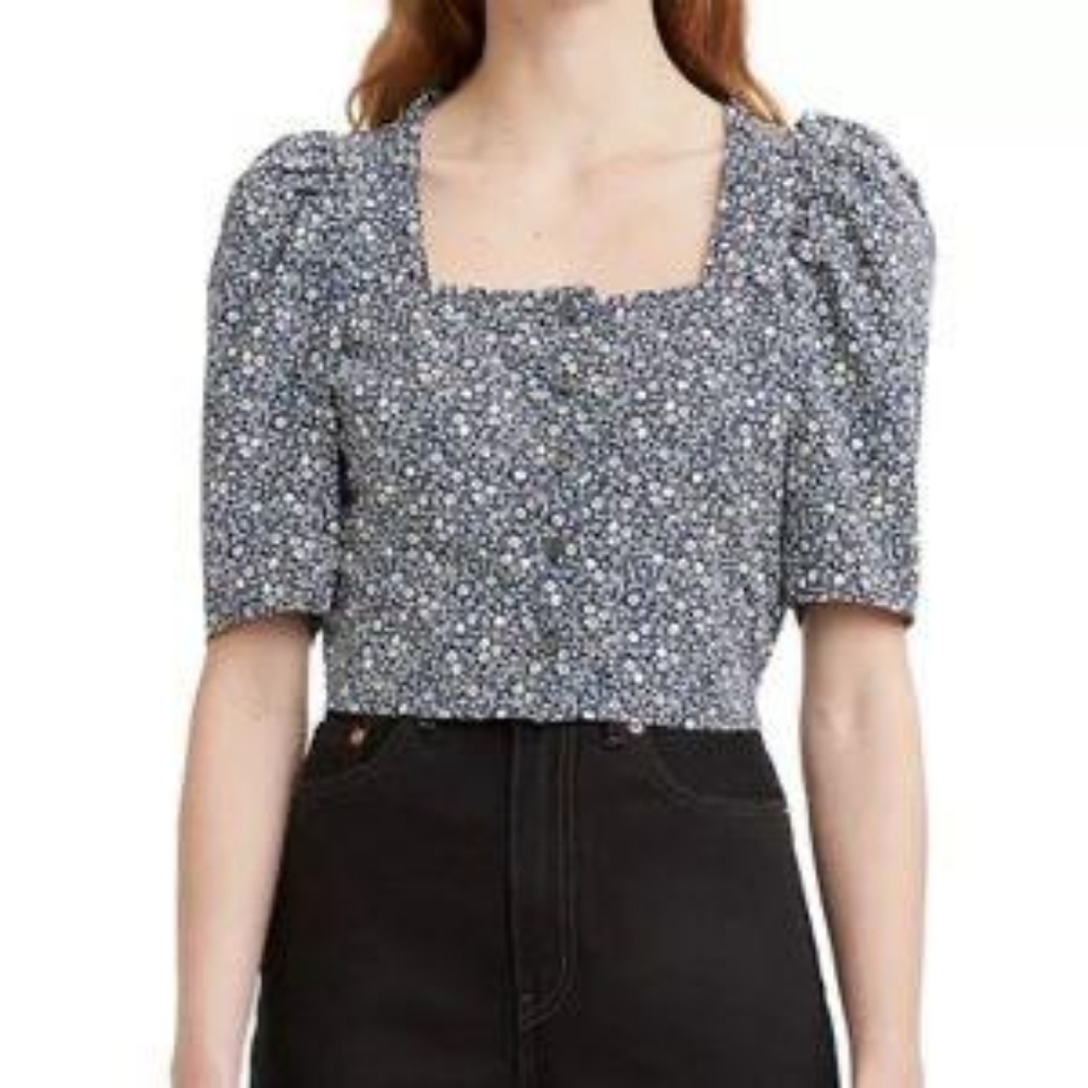 Levi's Joella Cotton Nissa Floral Peacoat Crop Blouse
